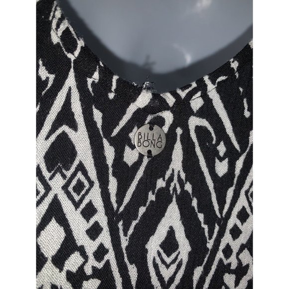 Billabong Sz MEDIUM Black White Scoop Back Flowy Blouse Tunic Top *VGUC - Picture 8 of 11